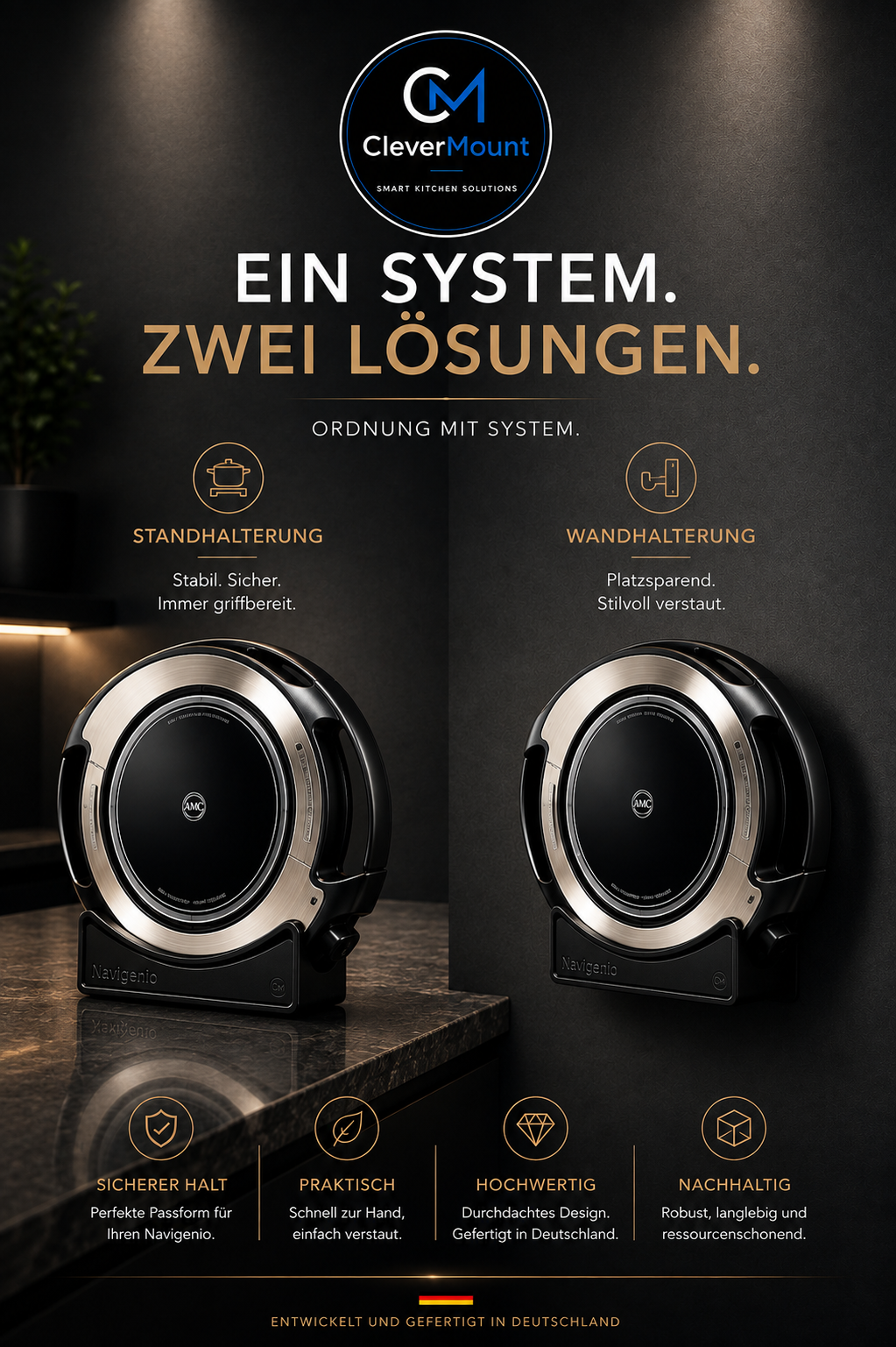 CleverMount® Stand- & Wandhalterung passend für AMC Navigenio